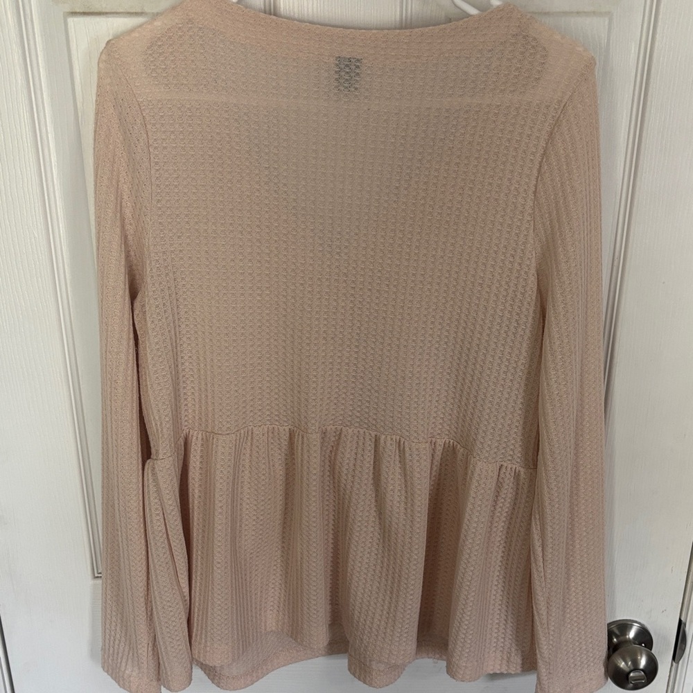 SHEIN Light Pink Button-Down Peplum shirt size L - Picture 9 of 12